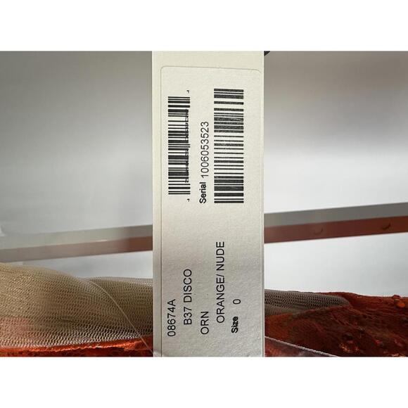 Jovani 08674 Orange Nude Plunging Neck Lace Dress Size 0 NWT - Picture 4 of 9